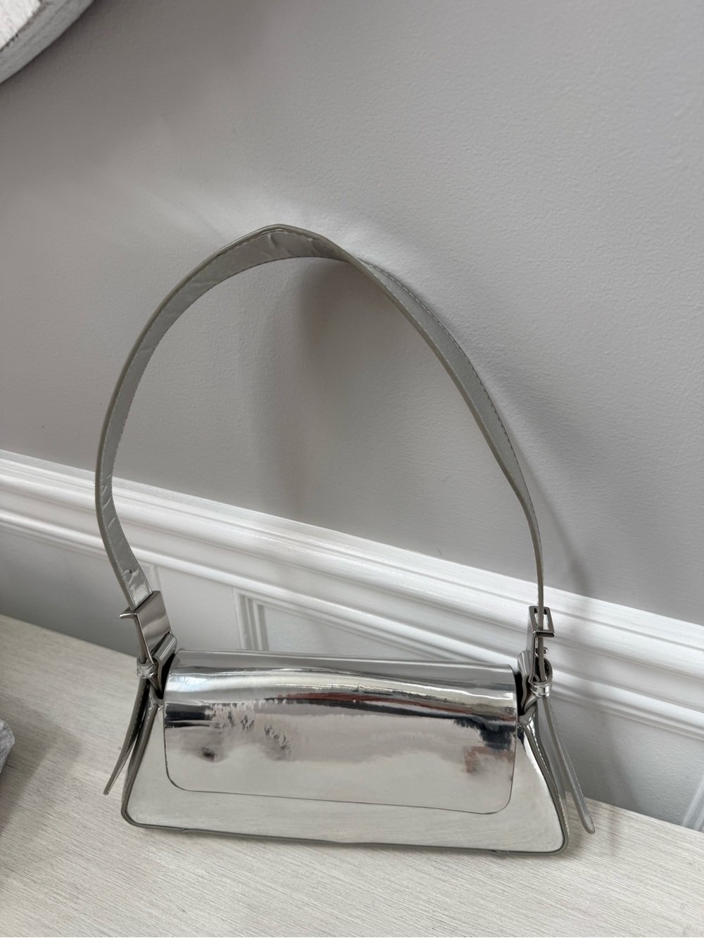 Zara Silver Metallic Mini Shoulder Bag